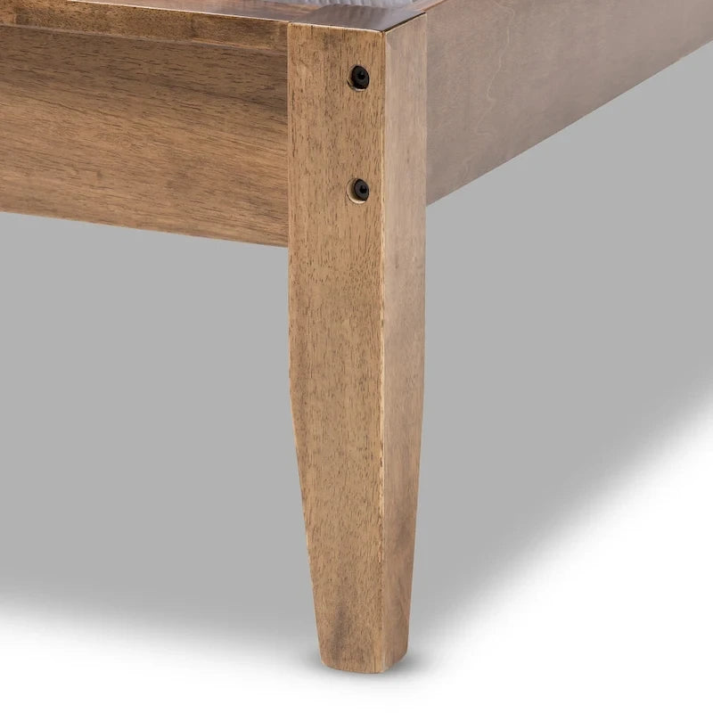 Mid-Century Fabric and Wood Platform Bed by Baxton Studio