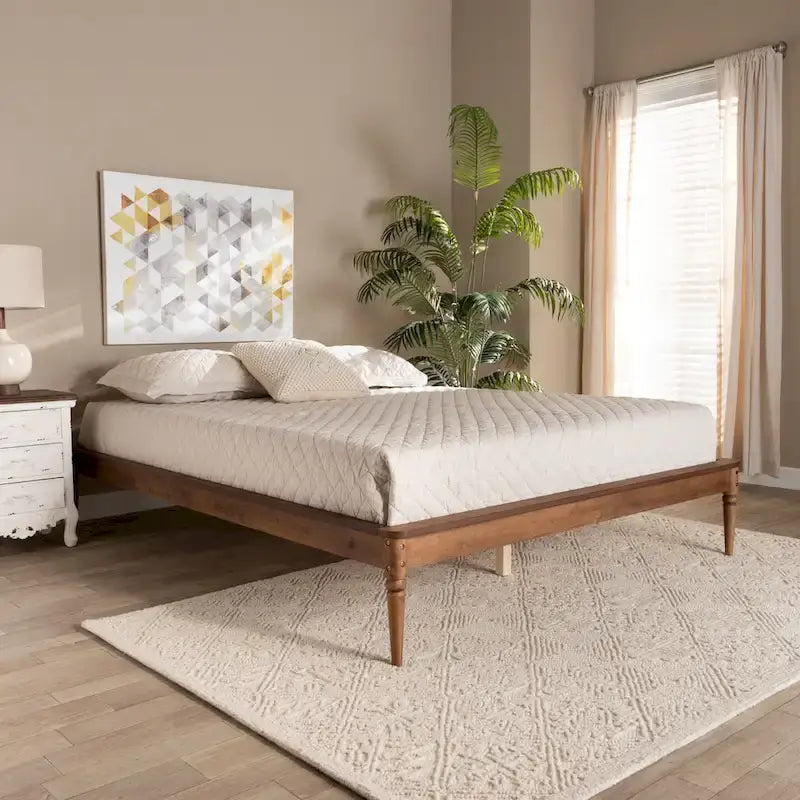 Tallis Classic and Traditional Walnut Brown Finished Wood Bed Frame