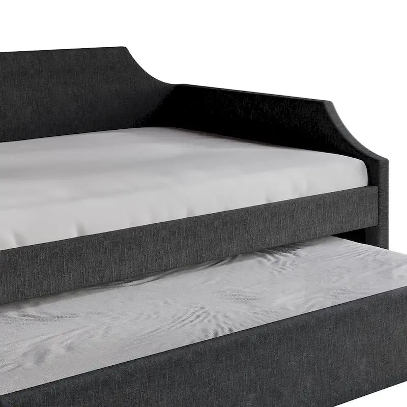 CraftPorch Elegance Linen Upholstered Twin Size Daybed with Trundle