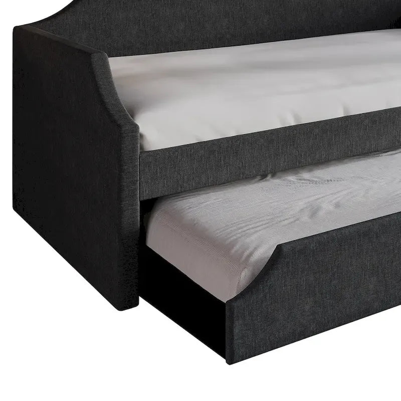 CraftPorch Elegance Linen Upholstered Twin Size Daybed with Trundle