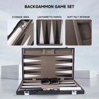 GSE 22 Premium Leather Backgammon Board Game Set, Portable Folding Backgammon Board Game with Game Pieces - Large