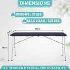 Folding Table Foldable Table Portable Collapsible Table Multipurpose Rectangular Resin Fold Up Table for Outdoor Camping