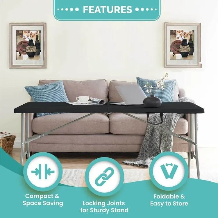 Folding Table Foldable Table Portable Collapsible Table Multipurpose Rectangular Resin Fold Up Table for Outdoor Camping