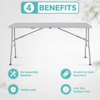 Folding Table Foldable Table Portable Collapsible Table Multipurpose Rectangular Resin Fold Up Table for Outdoor Camping