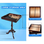 GSE Wooden 3-in-1 Chess Checkers Backgammon Table, Backgammon Chess Checkers Combo Game Set