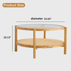 Circular double-layer solid wood tea table