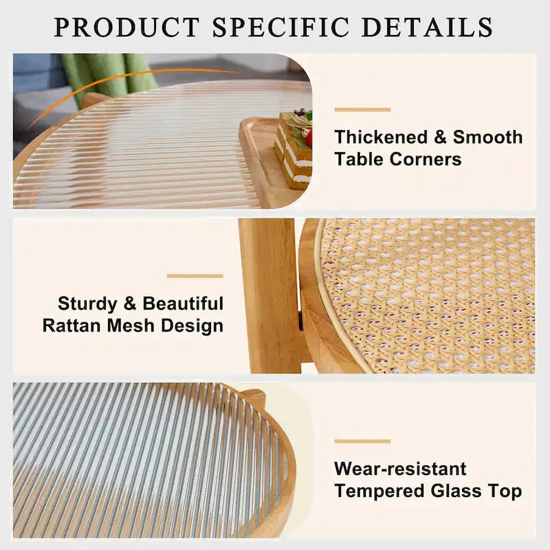 Circular double-layer solid wood tea table