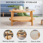 Circular double-layer solid wood tea table