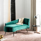 SAFAVIEH Helgrit Black/Gold Velvet Retro Glam Settee - 57.5 W x 27 D x 28 H - 58Wx27Dx28H