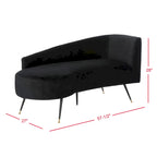 SAFAVIEH Helgrit Black/Gold Velvet Retro Glam Settee - 57.5 W x 27 D x 28 H - 58Wx27Dx28H
