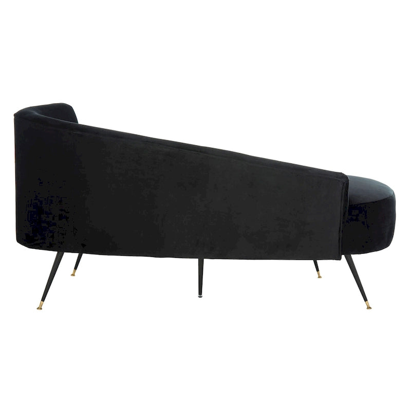 SAFAVIEH Helgrit Black/Gold Velvet Retro Glam Settee - 57.5 W x 27 D x 28 H - 58Wx27Dx28H