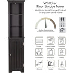 UTEX 64 Freestanding Storage Cabinet, Bathroom Tall Cabinet with Doors and Shelves, Free Standing Linen Tower
