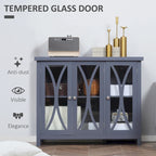 HOMCOM Modern Kitchen Sideboard, Buffet Cabinet with 2 Storage Cupboard, Glass Doors