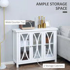 HOMCOM Modern Kitchen Sideboard, Buffet Cabinet with 2 Storage Cupboard, Glass Doors