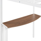 Twin Over Full Metal Bunk Bed with Desk, Ladder and Quality Slats for Bedroom, Metallic White_OLD SKU :LP000092AAK_