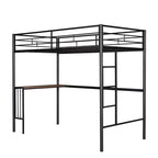 Twin Over Full Metal Bunk Bed with Desk, Ladder and Quality Slats for Bedroom, Metallic White_OLD SKU :LP000092AAK_