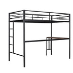 Twin Over Full Metal Bunk Bed with Desk, Ladder and Quality Slats for Bedroom, Metallic White_OLD SKU :LP000092AAK_