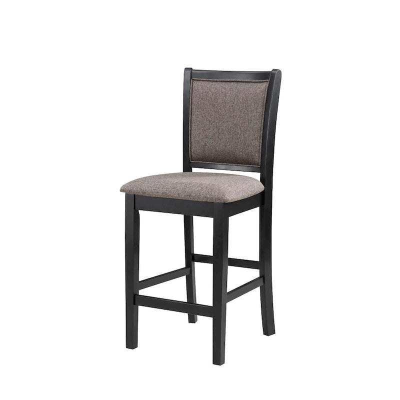 Jeremy 42 Inch 5 Piece Round Counter Table Set with Fabric Seat, Brown and Black