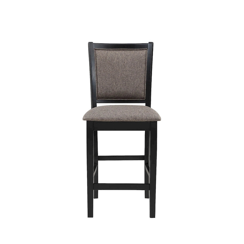 Jeremy 42 Inch 5 Piece Round Counter Table Set with Fabric Seat, Brown and Black
