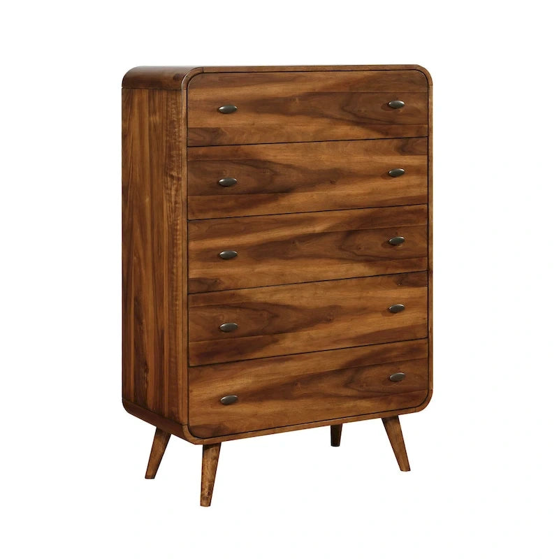 Roxbury Mid-century Modern Dark Walnut 5-piece Bedroom Set