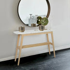 Castello 43 Rectangular Italian Carrara White Marble Console Table with Shelf - 43L x 12W x 31H - 43L x 12W x 31H