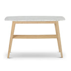 Castello 43 Rectangular Italian Carrara White Marble Console Table with Shelf - 43L x 12W x 31H - 43L x 12W x 31H