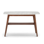 Castello 43 Rectangular Italian Carrara White Marble Console Table with Shelf - 43L x 12W x 31H - 43L x 12W x 31H