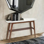 Castello 43 Rectangular Italian Carrara White Marble Console Table with Shelf - 43L x 12W x 31H - 43L x 12W x 31H