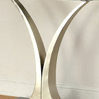 Wuct Modern Silver 46-inch Metal Half-moon Pedestal Sofa Table with Glass Top by Furniture of America