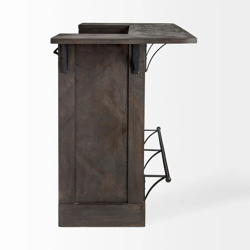 Cheers Dark Brown Solid Wood w/Wine Bottle Storage Kitchen Island - 67.8L x 29.0W x 42.5H