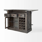 Cheers Dark Brown Solid Wood w/Wine Bottle Storage Kitchen Island - 67.8L x 29.0W x 42.5H