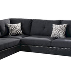 Polyfiber 3 Pieces Sectional Set With Ottoman In Black