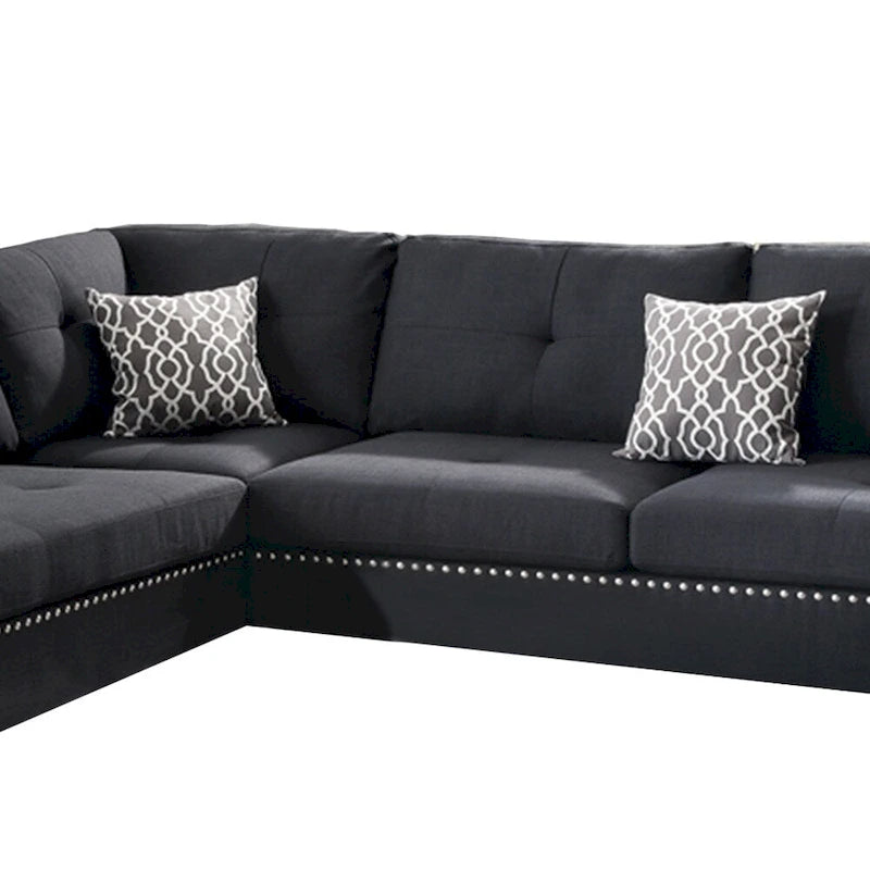 Polyfiber 3 Pieces Sectional Set With Ottoman In Black