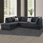 Polyfiber 3 Pieces Sectional Set With Ottoman In Black
