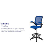 Mid-Back Mesh Ergonomic Drafting Chair with Foot Ring and Flip-Up Arms