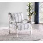 Penelopina White and Navy Upholstered Stripe Accent Chair