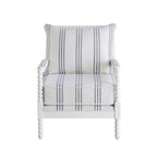 Penelopina White and Navy Upholstered Stripe Accent Chair