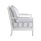 Penelopina White and Navy Upholstered Stripe Accent Chair