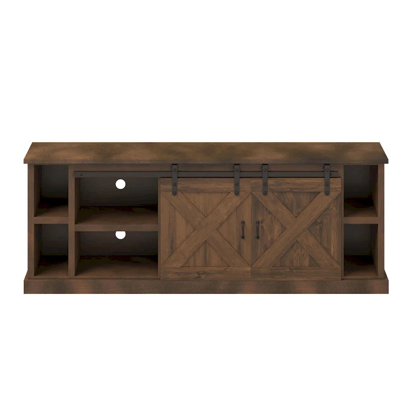Bridgevine Home Farmhouse 85 inch TV Stand Console for TVs up to 95 inches, No Assembly Required, Aged Whiskey Finish