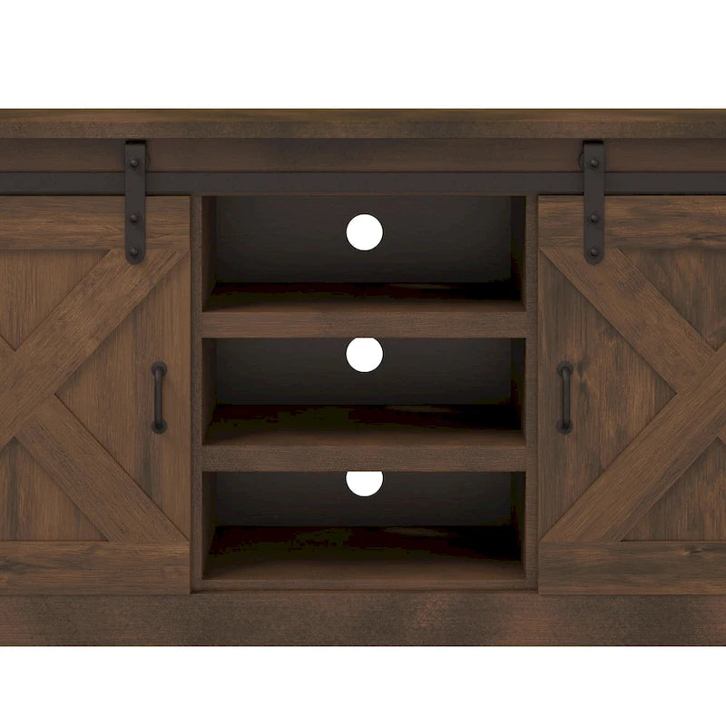 Bridgevine Home Farmhouse 85 inch TV Stand Console for TVs up to 95 inches, No Assembly Required, Aged Whiskey Finish