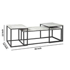 3 Piece Occasional Table, Metal Frame, Marble Top, White and Black