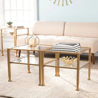 SEI Furniture Jaymes Gold & Metal Glass Top Cocktail Table