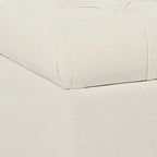 Fabric Upholstered Button Tufted Wooden Bench With Hinged Storage, White and Brown