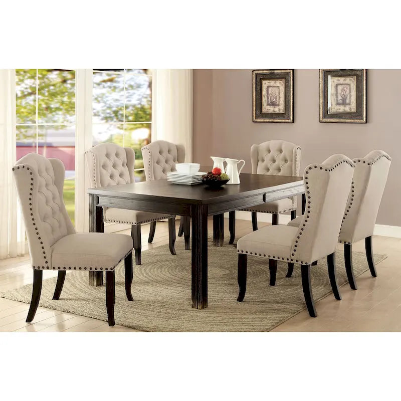 Furniture of America Tays Contemporary Black Solid Wood Dining Table