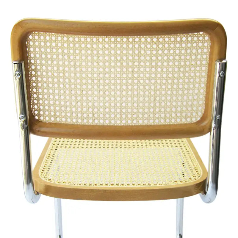 Breuer Chair Company Cesca Cane Dining Chair in Chrome and Honey Oak