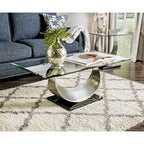 Heer Contemporary Silver 48-inch Glass Top U-shaped 2-Piece Coffee Table and End Table Set by Furniture of America