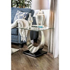 Heer Contemporary Silver 48-inch Glass Top U-shaped 2-Piece Coffee Table and End Table Set by Furniture of America
