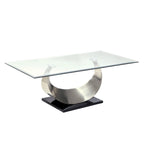 Heer Contemporary Silver 48-inch Glass Top U-shaped 2-Piece Coffee Table and End Table Set by Furniture of America