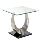 Heer Contemporary Silver 48-inch Glass Top U-shaped 2-Piece Coffee Table and End Table Set by Furniture of America