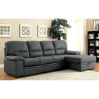 Werr Contemporary Faux Nabuck Fabric Sleeper Sectional with Storage Under Chaise by Furniture of America
